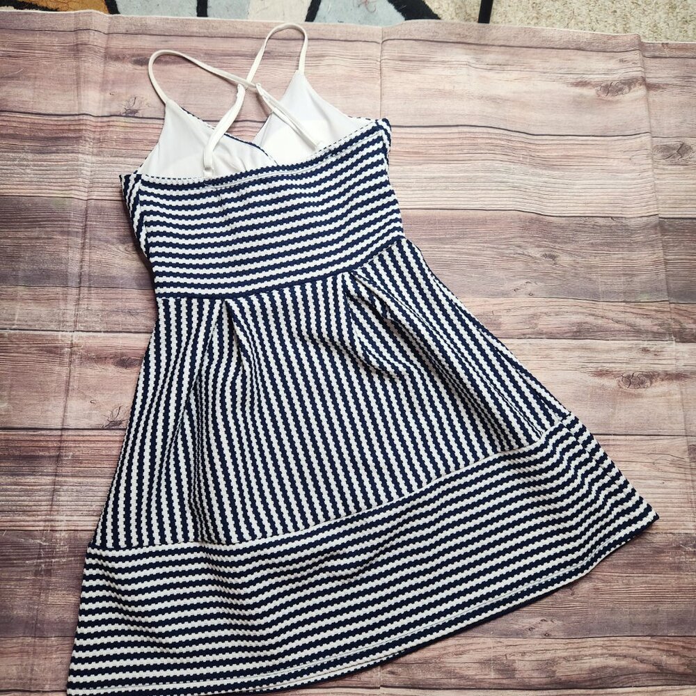 Charlotte Russe Nautical Sailor Navy Blue Flare Skater Dress - Picture 7 of 15